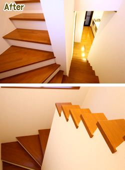 階段リフォーム後　奥様は「ゴジラ階段」と名付けました